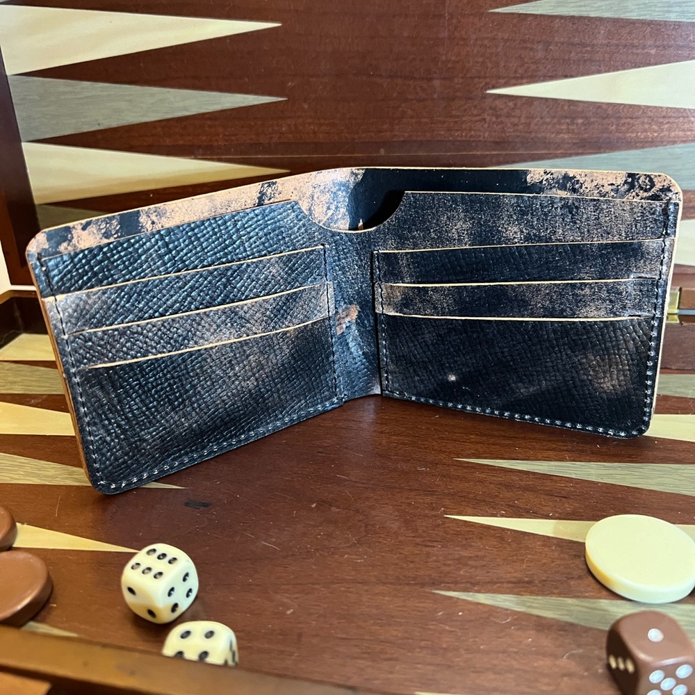 Marbled black hatch Rocado Shell Cordovan Italian leather wallet